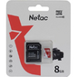 Карта памяти Netac P500 ECO MicroSDHC 8GB C10 [NT02P500ECO-008G-R],  с адаптером