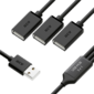 USB Hub 2.0 на 3 порта,  1.2m,  гибкий,  AM  /  3 х AF,  черный,  GCR-52356