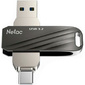 Флеш Диск Netac 64Gb US11 USB Type-A + USB Type-C,  metal / plastic case,  black  (NT03US11C-064G-32BK)