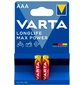 Батарея Varta LongLife Max Power LR03 Alkaline AAA  (2шт) блистер