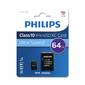 Флеш карта microSD 64GB PHILIPS microSDHC Class 10  (SD адаптер)