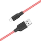 HOCO HC-71372 X21 /  USB кабель Lightning /  1m /  2A /  Силикон /  Black&Red