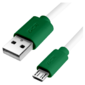 Greenconnect Кабель 0.5m USB 2.0,  AM / microB 5pin,  белый,  зеленые коннекторы,  28 / 28 AWG,  экран,  армированный,  морозостойкий,  GCR-51499