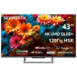 43",  Ultra HD,  QLED,  300Nit,  Google TV,  DVB-T2 / C / S2,  2.0 ch Sound 10W*2 Dolby Atmos,  120Hz,  3 HDMI,  2 USB,  Digital Audio Output,  LAN,  Composite output,  CI,  Выход для наушников,  Central stand,  2025