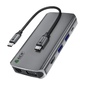 GCR GCR-VHUSDA45 Hub 10in1: USB-C -> HDMI+VGA+RJ45+3xUSB3.0+CardReader+Audio+USB-C PD,  черный